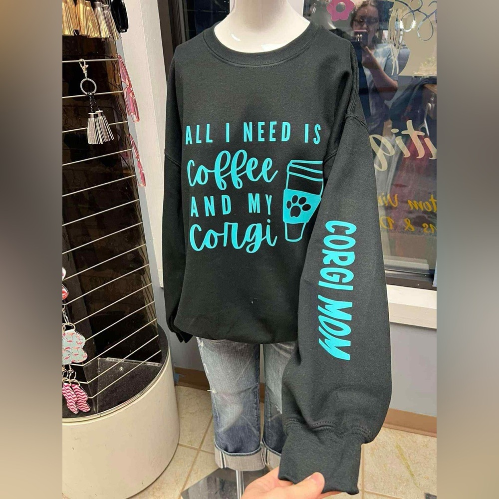 Brand new unisex crewneck sweatshirt corgi black